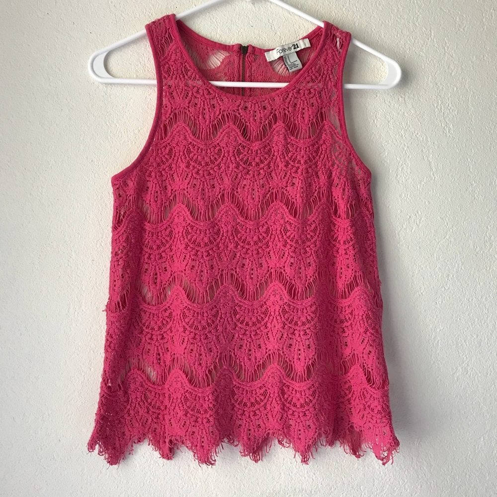 Forever 21 pink crochet lace tank top